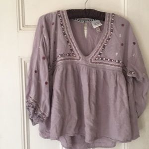 Lilac embroidered top, boho, hippie